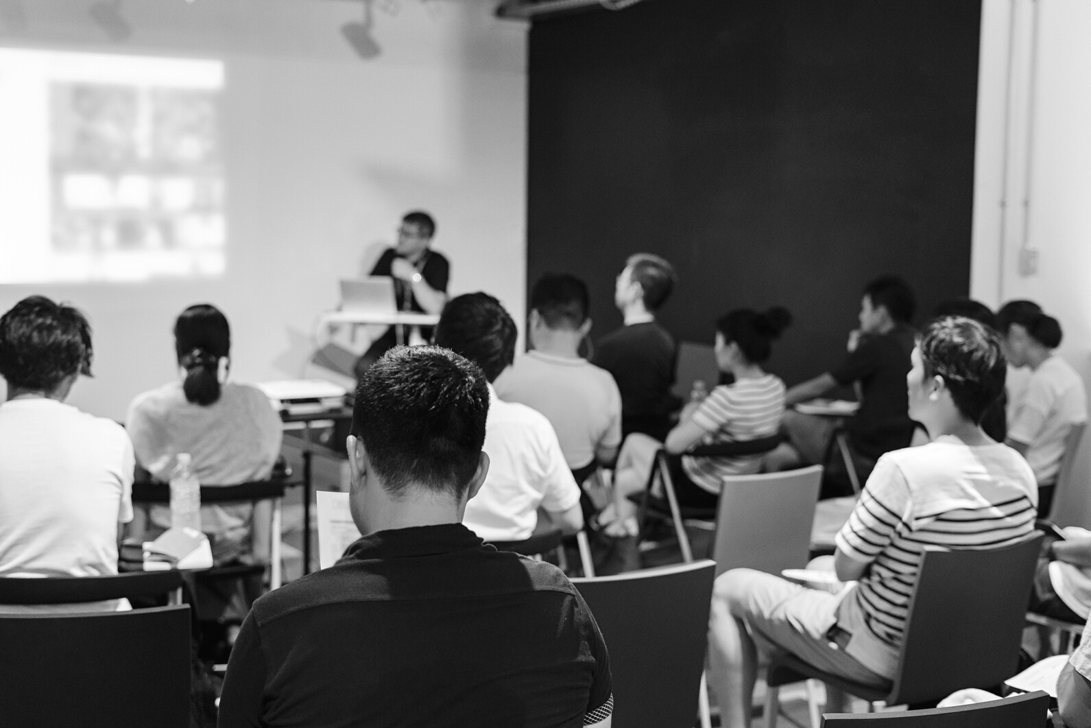 People studying at workshop